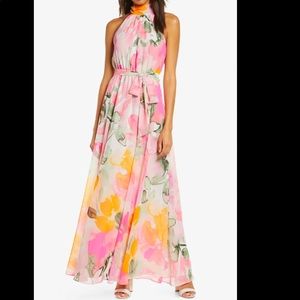Eliza J Floral Halter Maxi Dress NWT